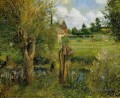 die Ufer der Epte bei eragny 1884 Camille Pissarro Szenerie 
